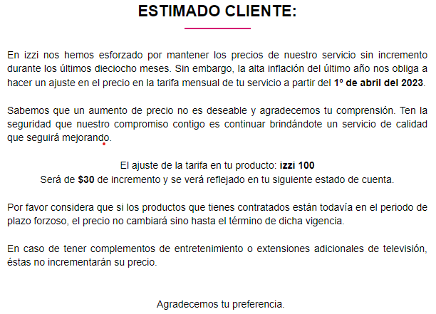a_romeror's tweet photo. @izzi_mx Yo me veo obligado a pagar $30 más ¿Y cuando daras un buen servicio? Porque es tu obligación. https://t.co/7jOfMqlTXs