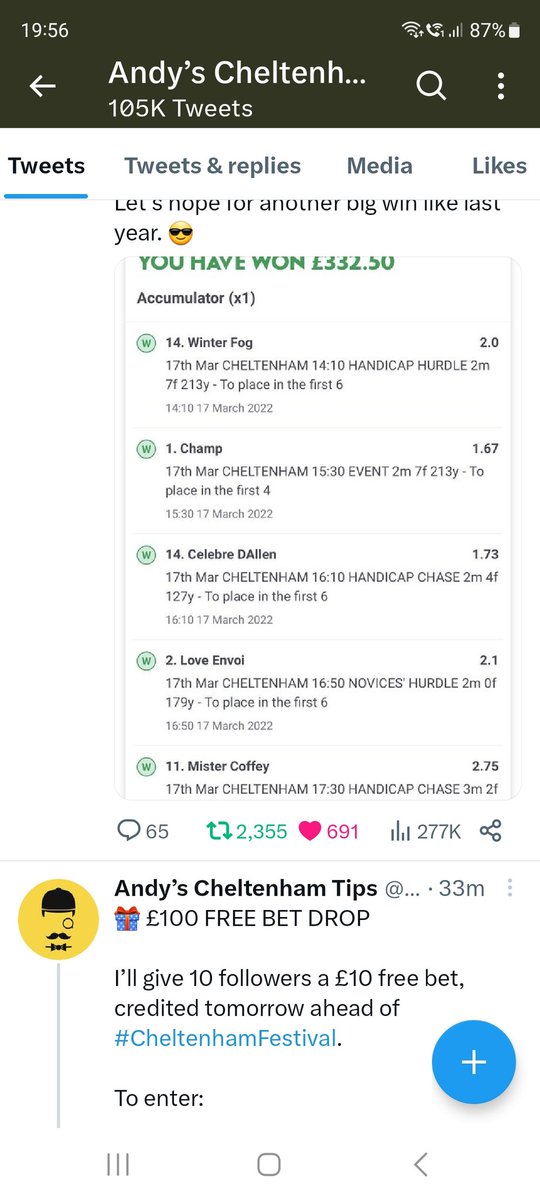 KeithBy75559159's tweet photo. @AndyRobsonTips All Done Andy 😉🤞 dont forget about the free €5 bet https://t.co/bhvCgTVMEy