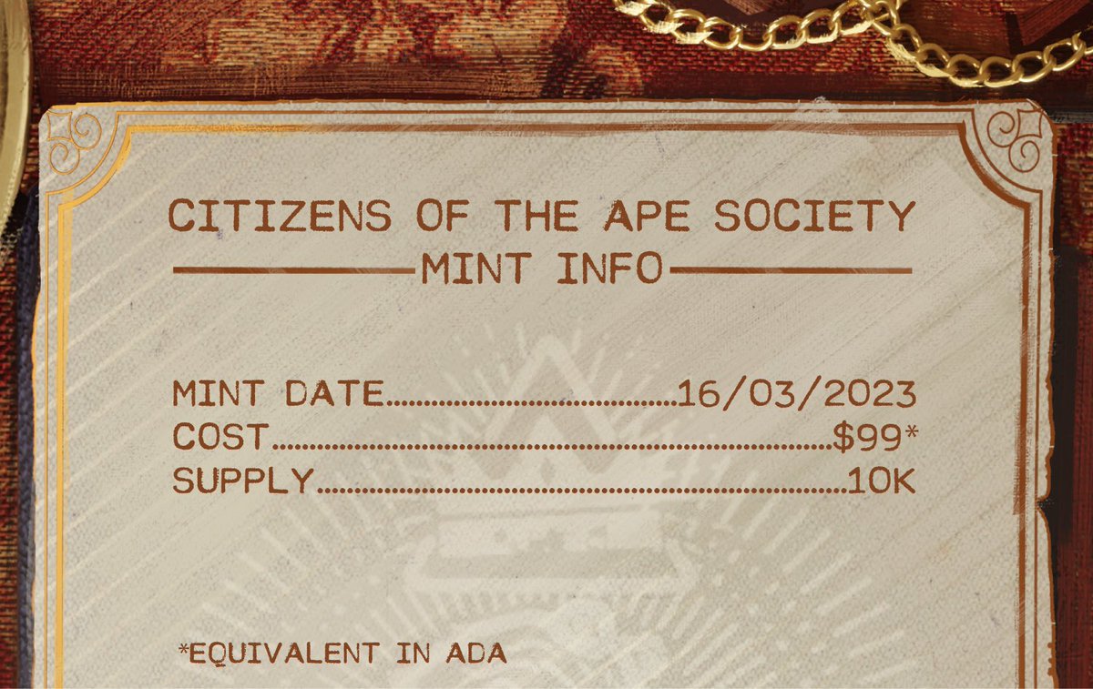 CardanoTrain's tweet photo. COTAS 👉 the new mint by @the_ape_society

I got 1 WL spot 

✅Follow @CardanoTrain + @the_ape_society 
✅Like + Retweet + tag 1 friend that also has a whitelist to COTAS 

🏆We will be WINNERS come the 15th
*not a giveaway but a celebration 🎉 https://t.co/yA8oPhWxYE