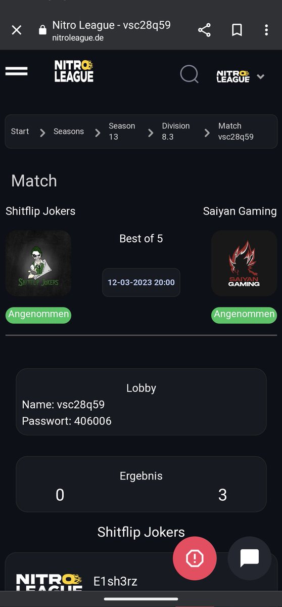 GG's to our opponents. The second day ends with a 3:0 for our Guys from Saiyan Gaming