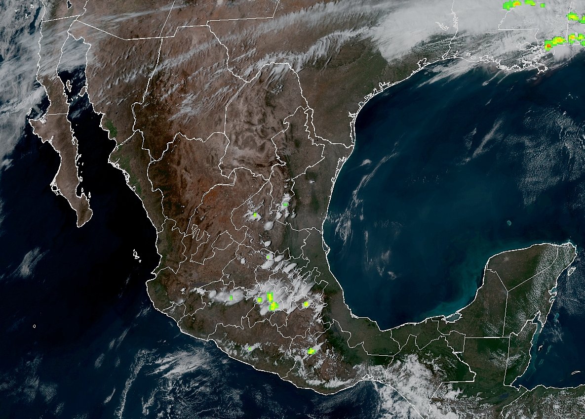 SkyAlertStorm's tweet photo. ⛈️Tormentas desarrollándose esta tarde en Tamps, SLP, Jal, Gto, Qro, Hgo, EdoMex, Mich, Gro, Mor, CDMX, Pue, Tlax, Oax, y Chis.

⚡️Precaución por posibles granizadas, ráfagas de viento y actividad eléctrica. https://t.co/sfW20Df2aW