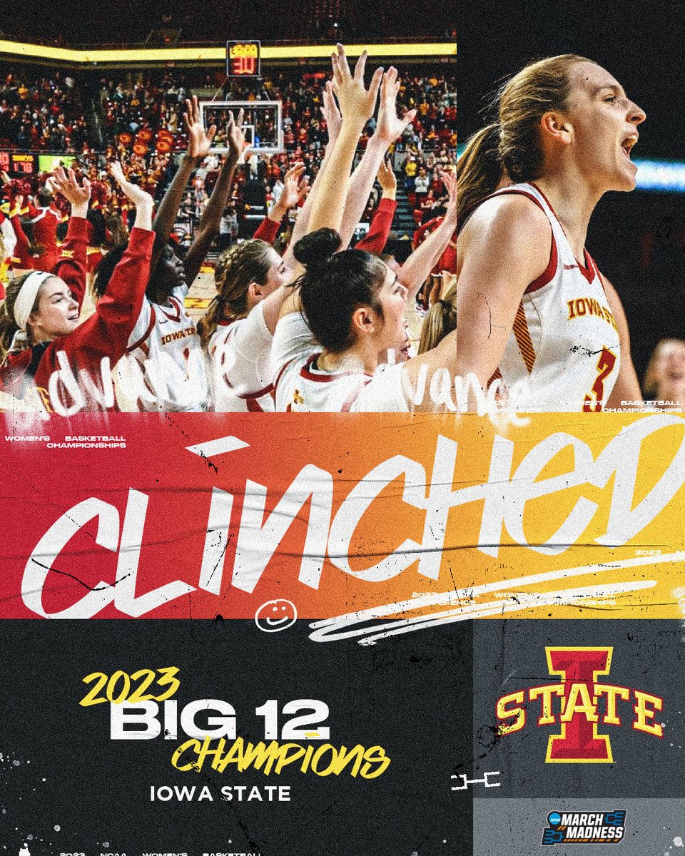 Let’s hear it for your XII champions, <a href="/CycloneWBB/">Cyclone Basketball</a>! 🌪️ 

The Cyclones earn their 21st overall and fourth-consecutive NCAA tournament bid, as well as the school’s fourth <a href="/Big12Conference/">Big 12 Conference</a> title, the first since 2001!

#MarchMadness