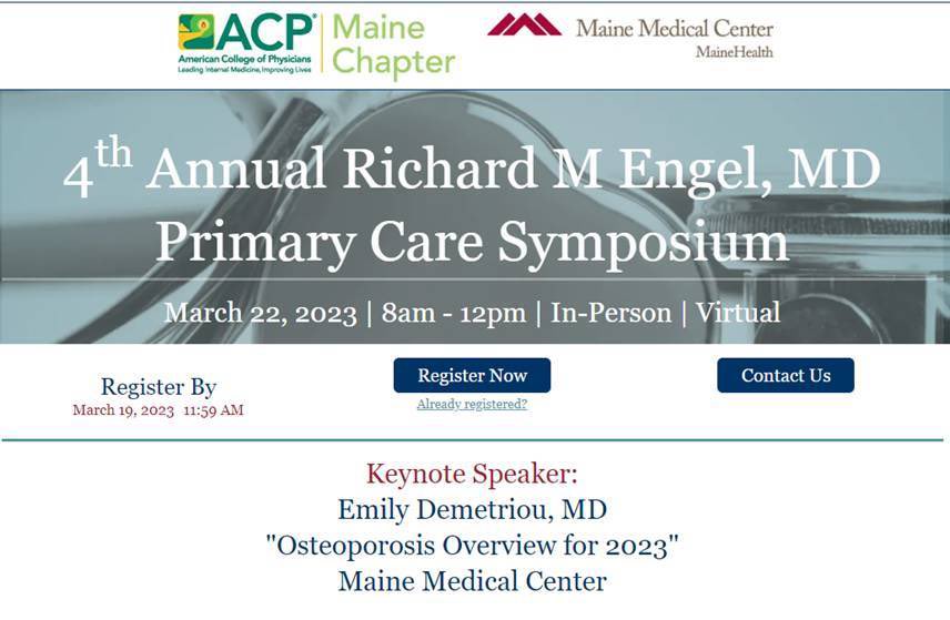 Register now for our upcoming 4th Annual Richard M Engel, MD Primary Care Symposium with a focus on Osteoporosis (mhesevents.org) #primarycare @ACPIMPhysicians