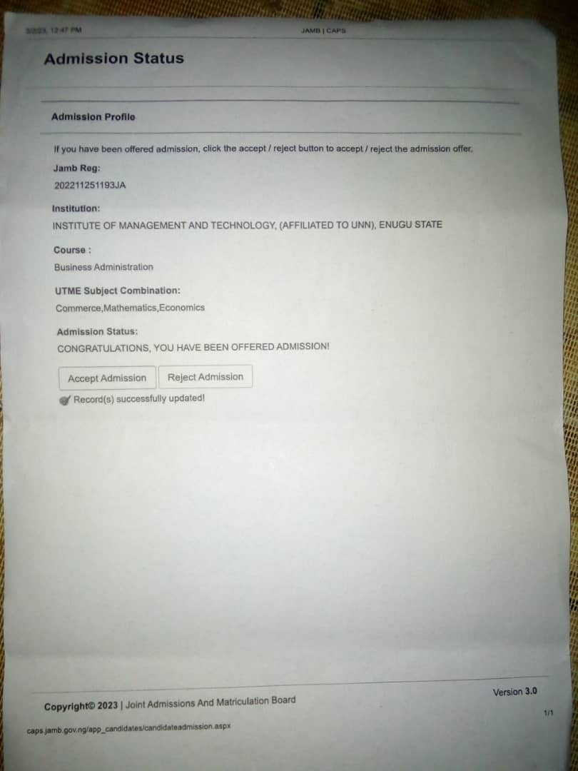 ogene_ogbodo's tweet photo. I am super excited to announce that #Chidera John had been offered Admission to study Business Administration at the Institute of Management Technology (IMT) Enugwu.
Please, he will be needing out support to enable him pay for his Acceptance & School Fees & Hostel Accommodation https://t.co/JWSzxCQGxv