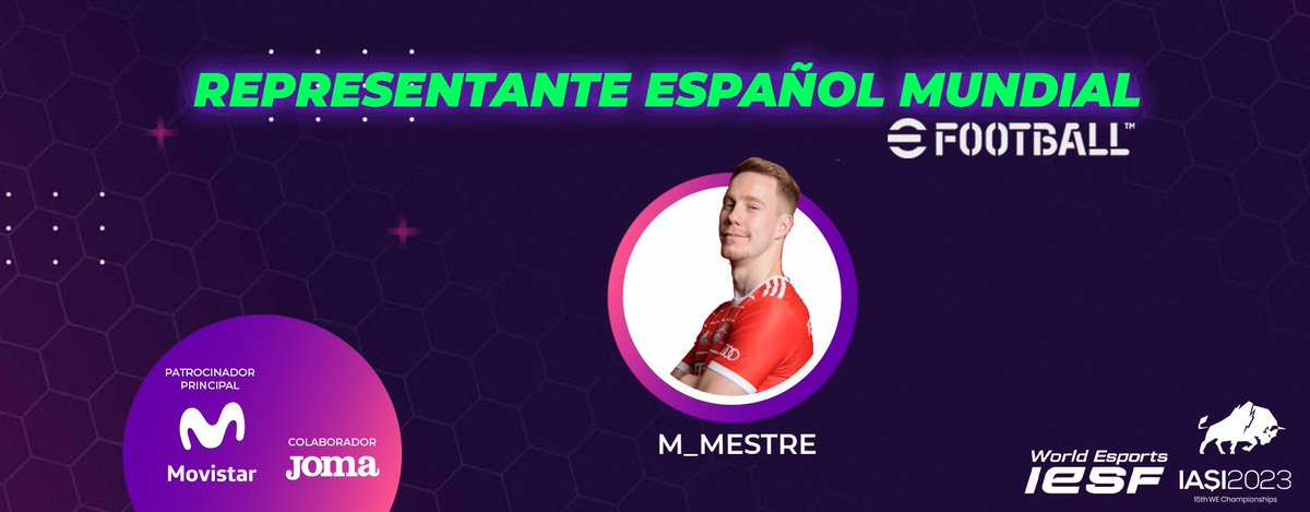 Fejuves's tweet photo. 🇪🇸 @M_Mestre_ será el representante español en el  15º Campeonato del Mundo #Iasi2023 de Rumanía ¡Felicidades Campeón!👏 
#WEC23 #IESF #WorldEsports #Gaming https://t.co/2Av4arCNZS