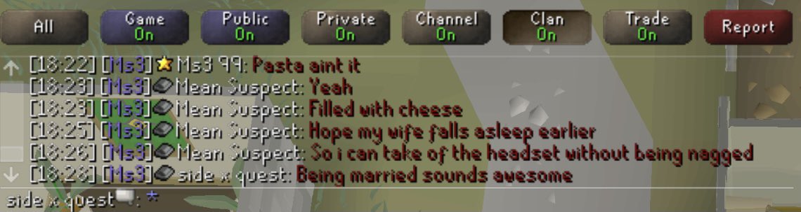 sidexquest's tweet photo. hold up. is marriage just tortelinni’s and nagging? #osrs #headset #on https://t.co/UPps9HfBXQ