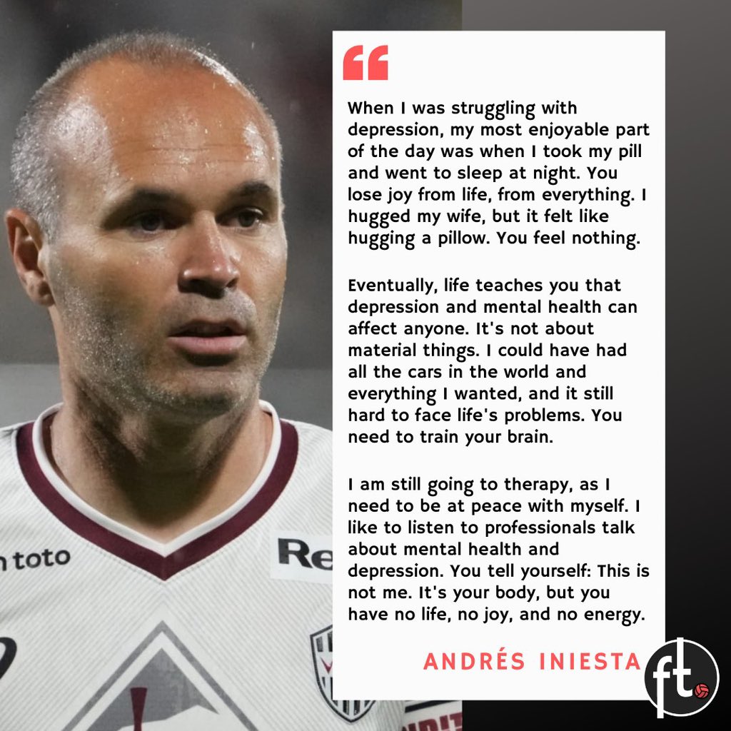 🎙️ Andrés Iniesta opening up on his struggle with mental health.. ❤️