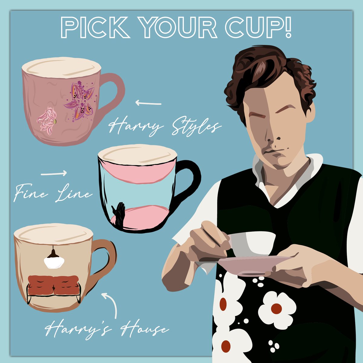 HLDPromo's tweet photo. 🏡| You’ve finally entered Harry's home and he’s going to make you a cup of tea. But you have 3 choices. Which cup are you picking?

I’m voting #AsItWas for #BestMusicVideo at the #iHeartAwards. 

🎵 https://t.co/2dKnz7JeMX https://t.co/wqawOMxveh