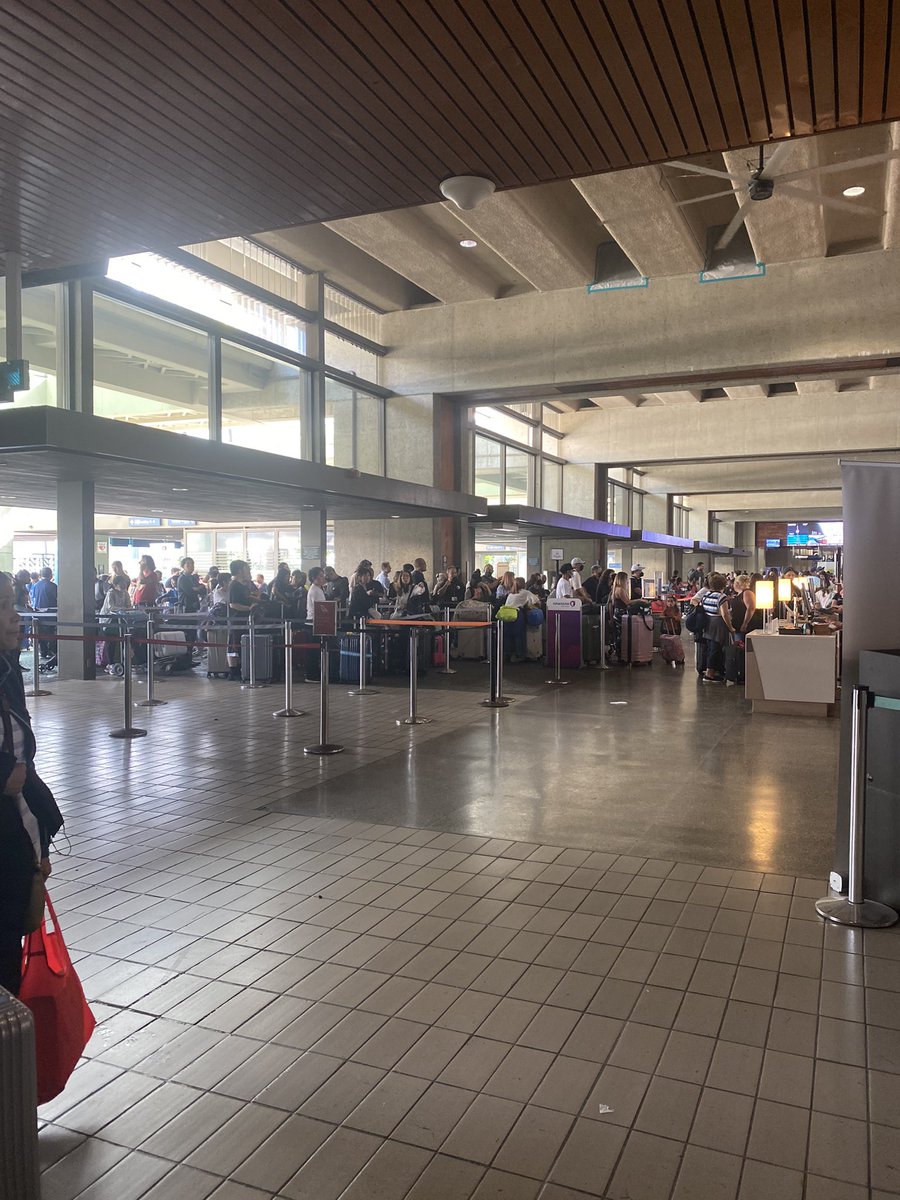QuachEmily's tweet photo. @HawaiianAir service out of HNL to NRT is ridiculous. Self service check in counters don’t work. I can’t check in through the app for some reason and the line to check is 3+ hours long. Missing our flight and honeymoon and they’re not compensating us!!! https://t.co/6epOEaecoR