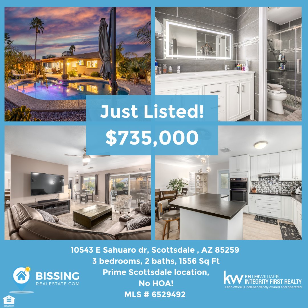 Great new listing of mine at Shea and Via Linda for only $735,000.00 in Zip code 85259! Includes furniture! Meticulously cared for! No HOA! Great for an Airbnb! For showings please contact me!
#movingtoaz #relocating #movingtophoenix #movingtoscottsdale #movingtoarizona