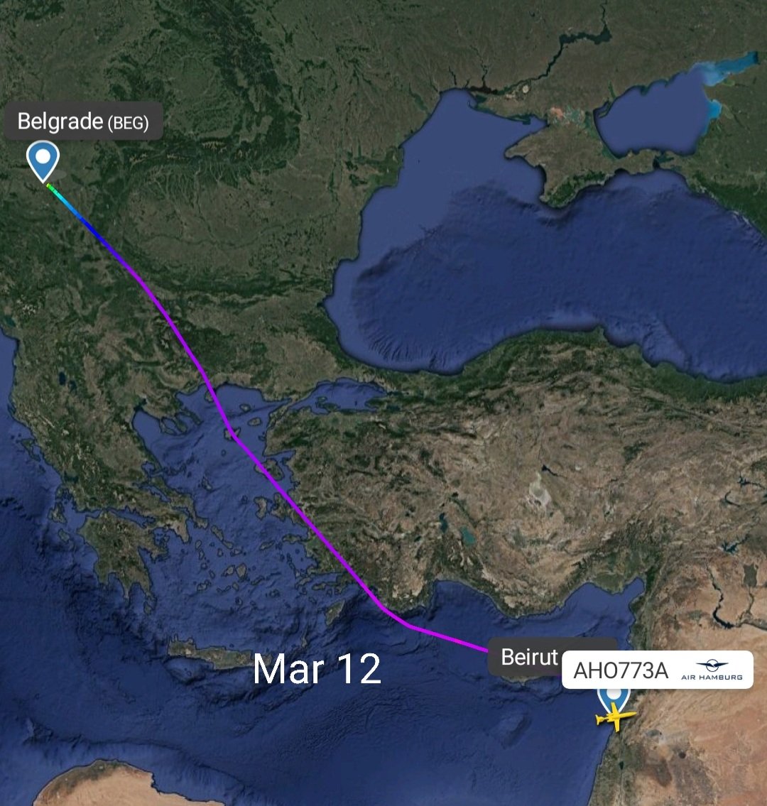 LebanonJets's tweet photo. #DAJET @AirHamburg arrived in #Beirut from #Belgrade #Serbia https://t.co/ZHSmiotOLI
