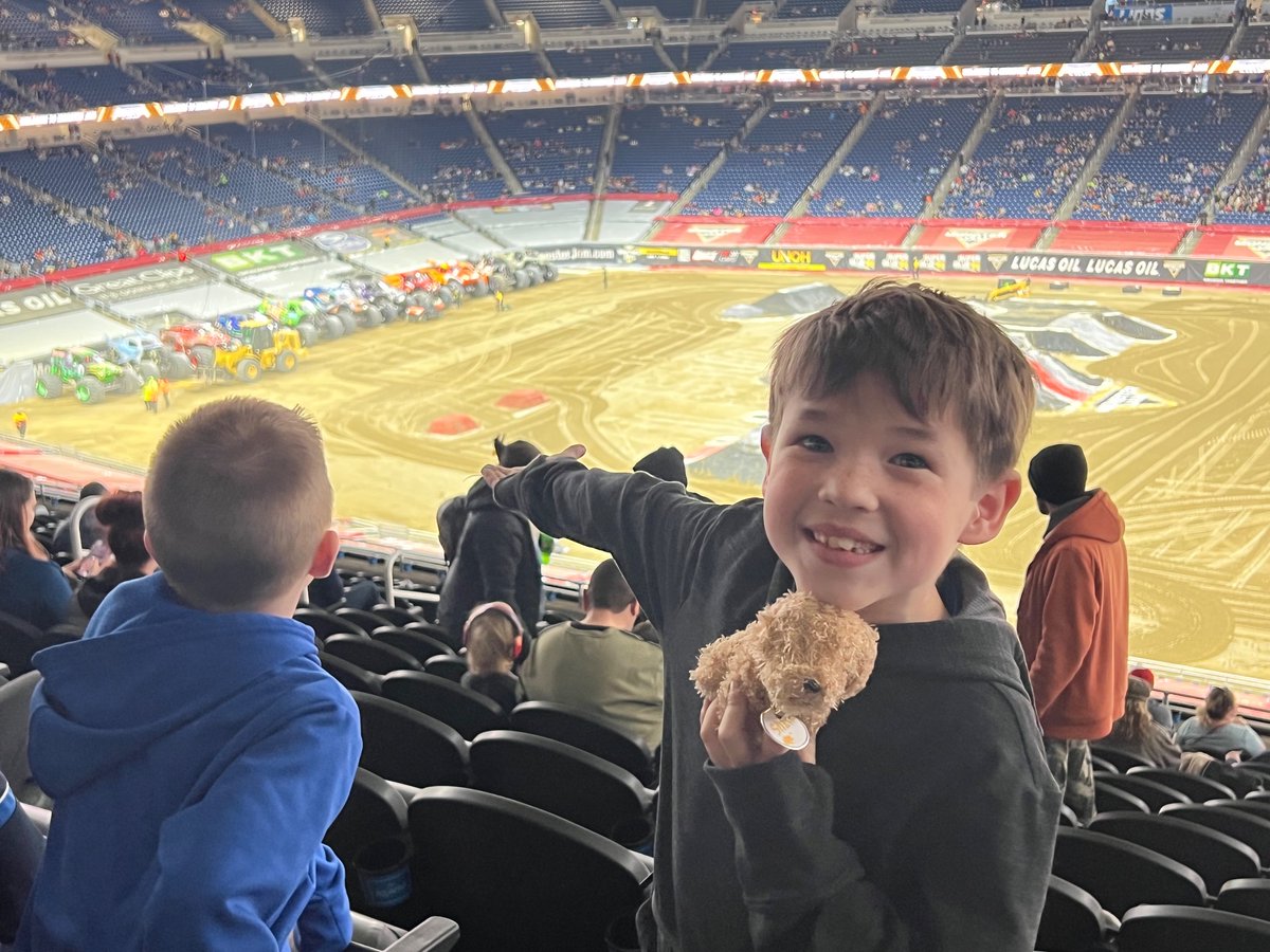 MIRM Snuffles goes to Monster Jam to celebrate Nathan’s birthday #schroederdragons #MonsterJam