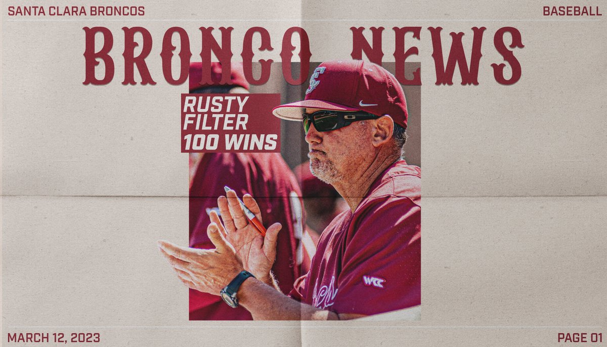 SCU_Baseball's tweet image. A milestone win! With the victory in game 1, head coach @CoachFilter50 now has 100 wins as a collegiate head coach!

#StampedeTogether #BroncoBoys