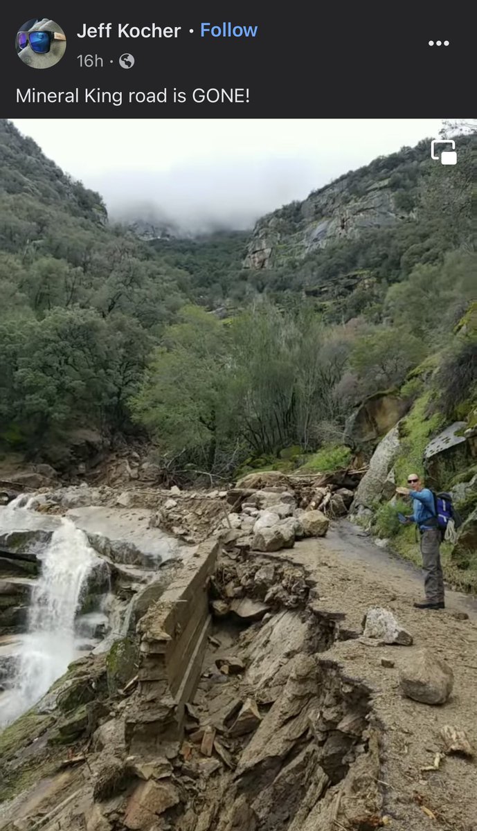 #mineralking road @SequoiaKingsNPS is washed out completely. Pictures are screenshots from video posted on FB by Jeff.