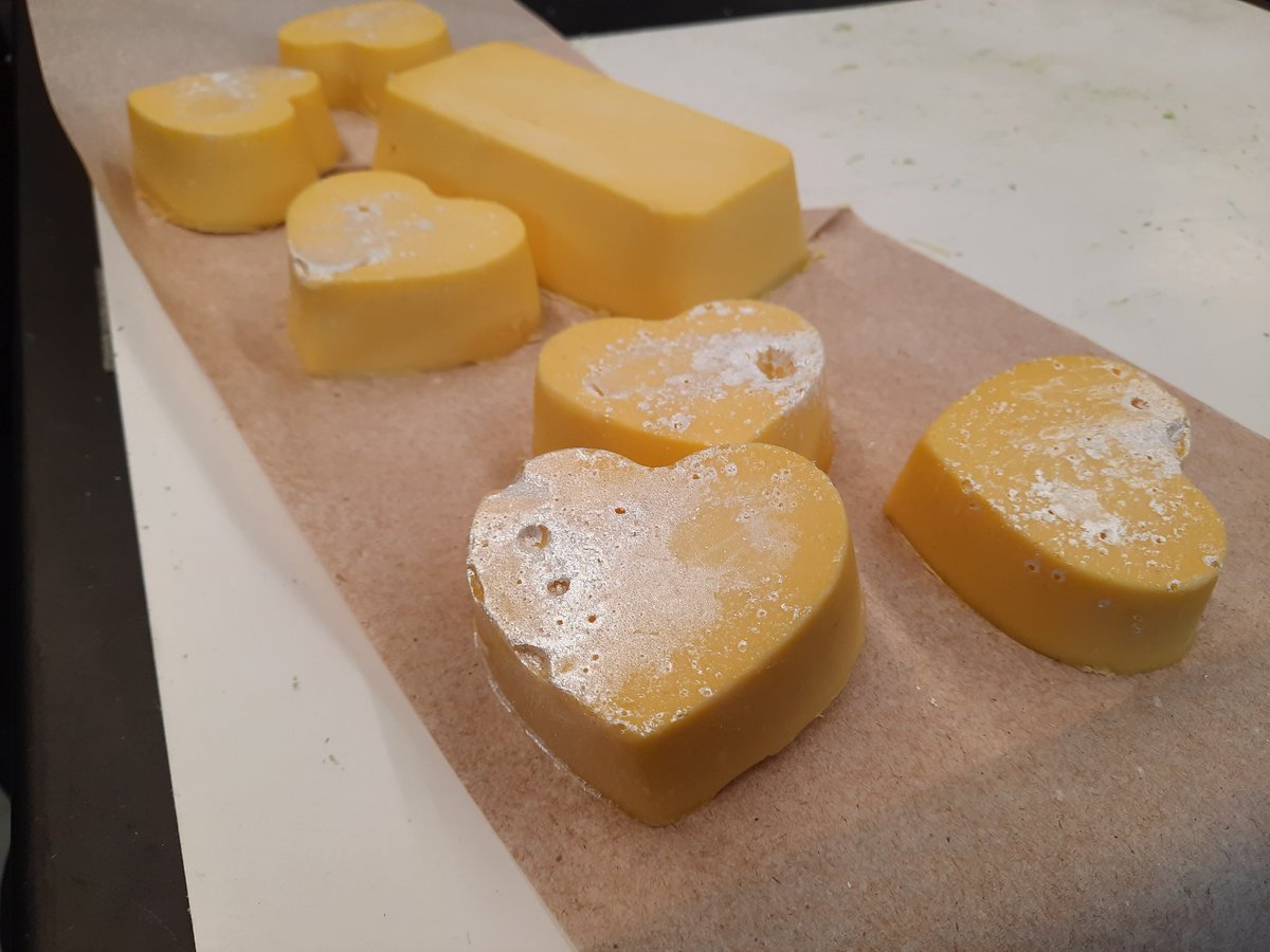 marcymcscience's tweet photo. FOS 3 made some great looking soap bars this year. We have been studying the role functional groups play in chemical reactions. No better reaction than Saponification. https://t.co/5WJD1ljLvc