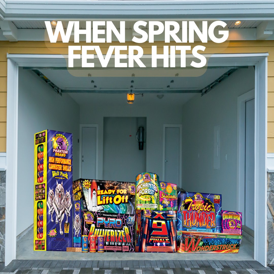 The season for cleaning out our garage for more fireworks is finally here! 🎆 🎆 🎆 🎆 #phantomnation #fireworks #lightupthesky #july4th #phantomfireworks #springcleaning #springahead #daylightsavingstime #marchmadness #stpatricksday