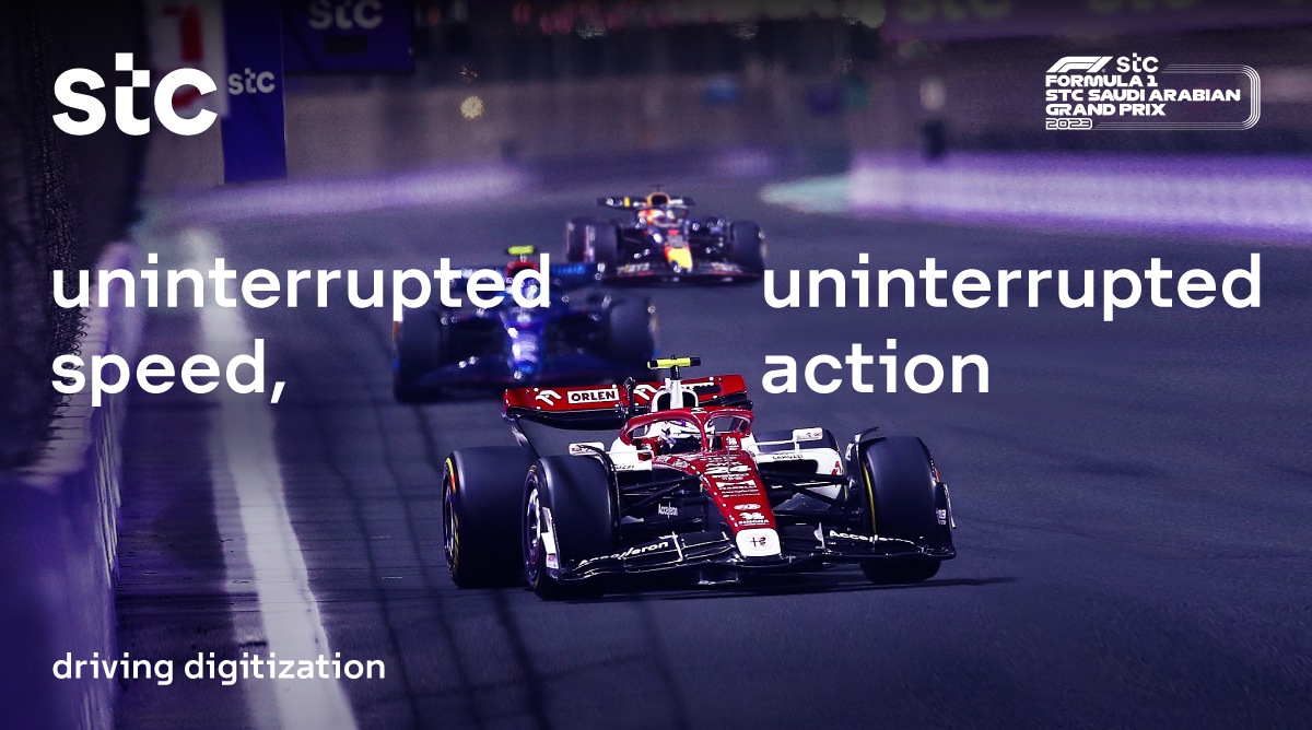 stc_ksa's tweet photo. An adrenaline rush like never before… 🏎️🏁
They speed up, and we live it up! 🤩
#driving_digitization
#Formula1stcSaudiArabianGrandPrix https://t.co/rNXAJtGZ88