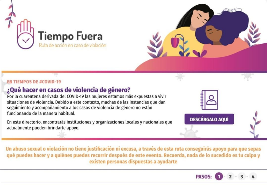 "Tiempo Fuera: ruta de acción en caso de violación."
La #CDHM, <a href="/RdfineMorelos/">REDefine Morelos</a> y el @ISBeauvoir ponen a tu disposición la siguiente página en donde recibirás apoyo para saber cómo actuar en caso de violencia sexual. Recuerda que no estás sola💜 
tiempofuera.mx/#/
