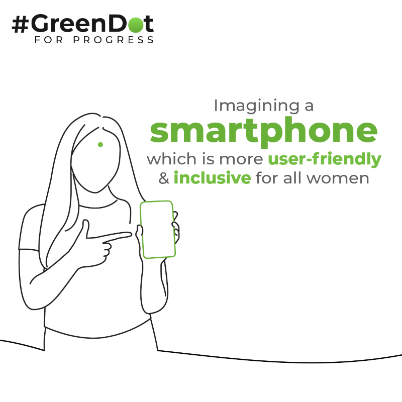 GatesIndia's tweet photo. Bridging the gender gap in digital literacy may become a challenge when devices like mobile phones, laptops etc. are designed with a generic approach. This #WomensDay, we are bringing attention to the need for designing inclusive devices. Swipe! #GreenDotForProgress #DigitALL
