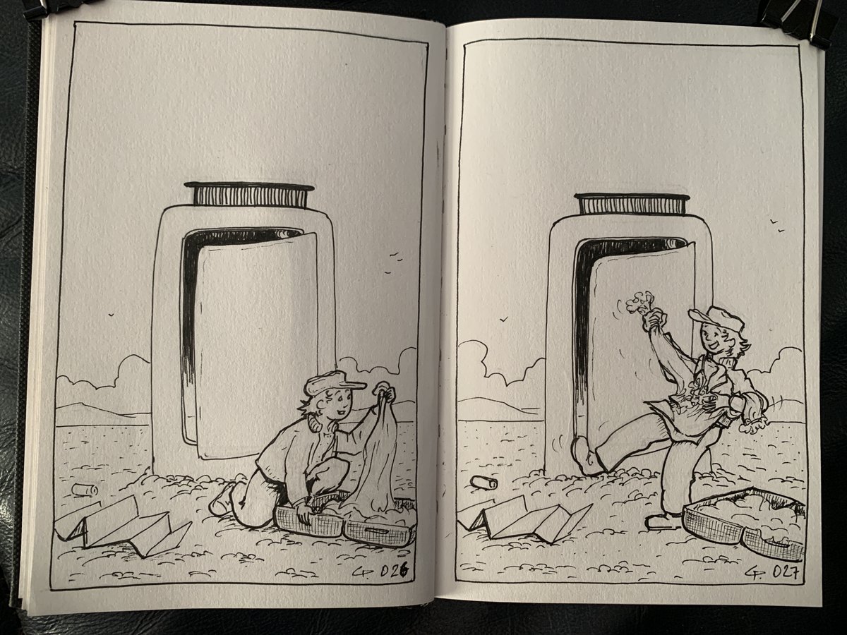 RiverbyNight's tweet photo. 026-031/365 #onedrawingadayforayear project. For the more up-to-date pages, see link in bio. #365drawingproject #ink #ComicArt https://t.co/stlXJGhnGK
