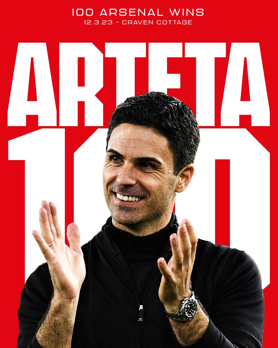 I want more #Arsenal fans on my timeline to celebrate this victory with.
3-0 to the Arsenal
Retweet, drop your handle and let's #followback each other.

Arteta with #100wins

#coyg
#wearethearsenal

#FULARS