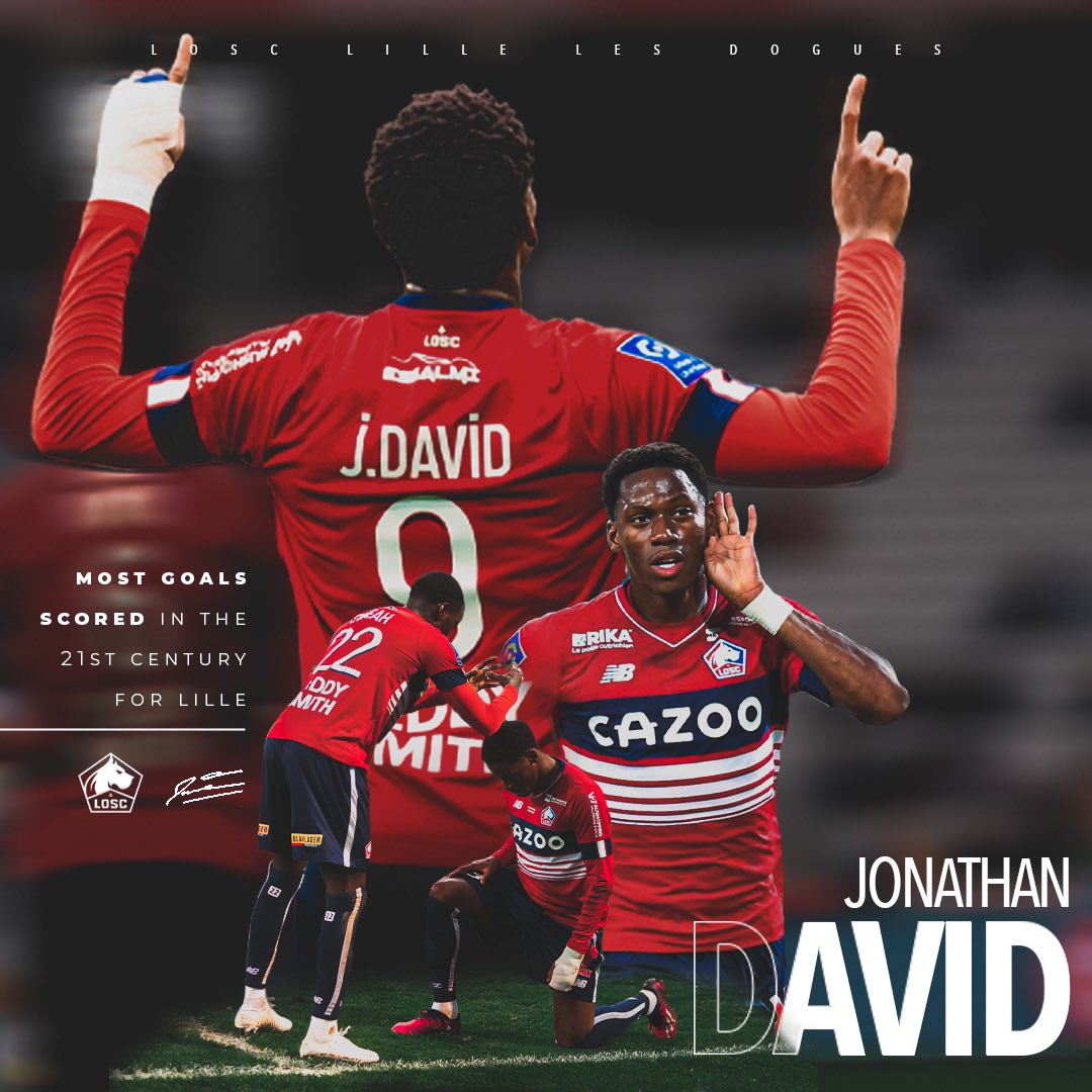 QSAOqueens's tweet photo. Jonathan David had a crazy week, netting a hat trick during Thursday’s draw with Lyon. That performance propelled David to first in the Ligue 1 goal-scoring charts, ahead of the likes of Messi, and Neymar Jr, and level with Kylian Mbappe. (1/3) https://t.co/2h6f7UY7Bw