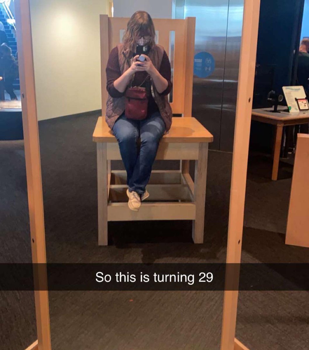 Rosebucket16's tweet photo. Still in a big chair, just one year older https://t.co/625sbTzyPB