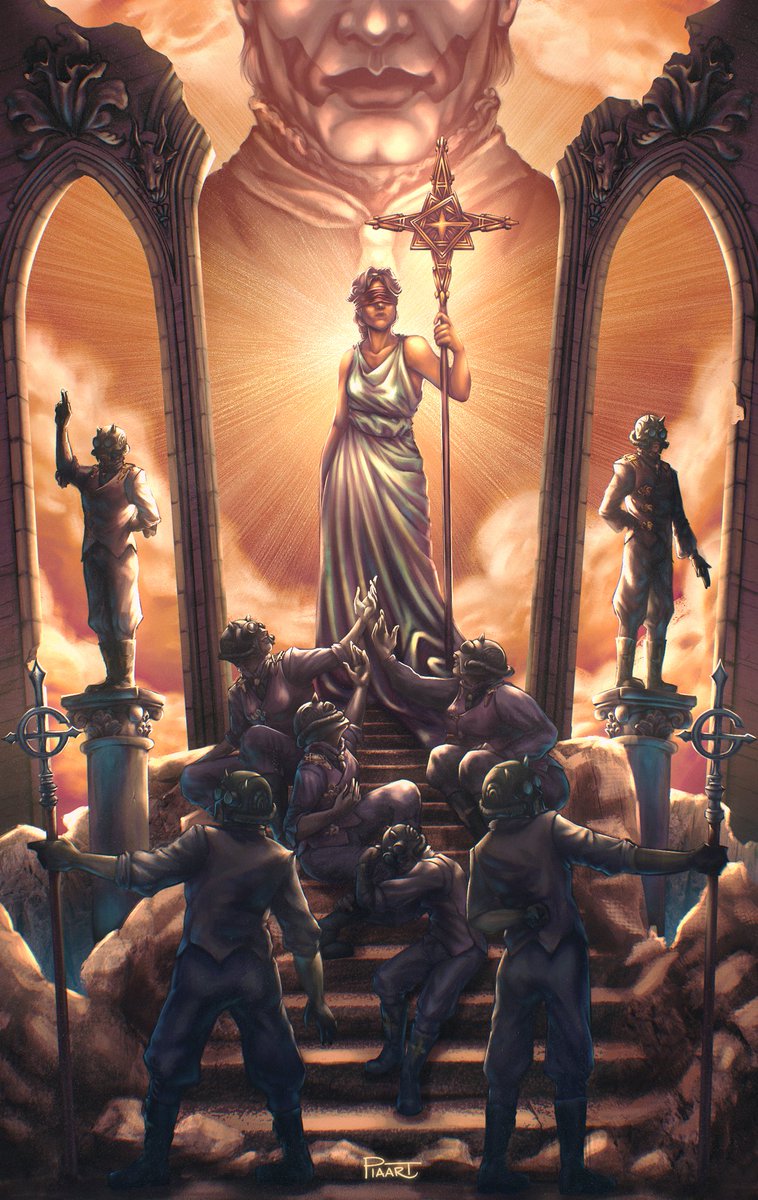 piaart___'s tweet photo. Infernal saint, long may she reign.

—-
Here is my Kaisarion piece, featuring the unholy canonization of Hypatia, for @imperazine_ !! Be sure to check out the others’ as well!  
#thebandghost #imperazine https://t.co/tKr8rQfgyT
