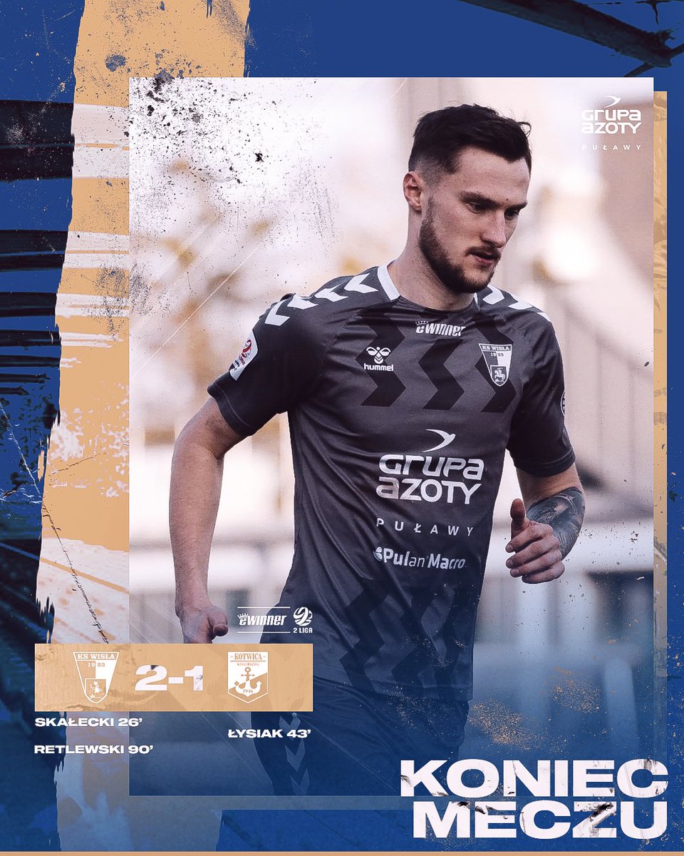 KSWisla1923's tweet photo. Koniec meczu. Wisła Grupa Azoty Puławy pokonuje MKP Kotwica Kołobrzeg 2:1!! 😀✅️
Bramki dla podopiecznych trenera Mariusza Pawlaka zdobyli Przemysław Skałecki i Dawid Retlewski! ⚽️

@GA_PULAWY https://t.co/sJXbxF2l8A