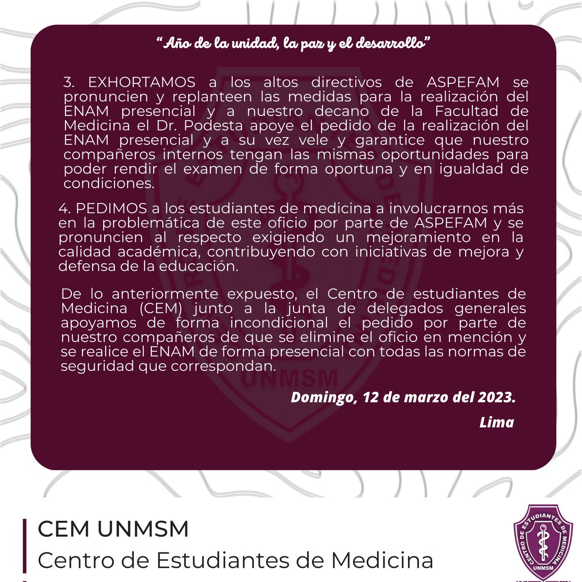 cem_unmsm's tweet photo. #Pronunciamiento
#Interés_CEM https://t.co/hUJWeUpLjD