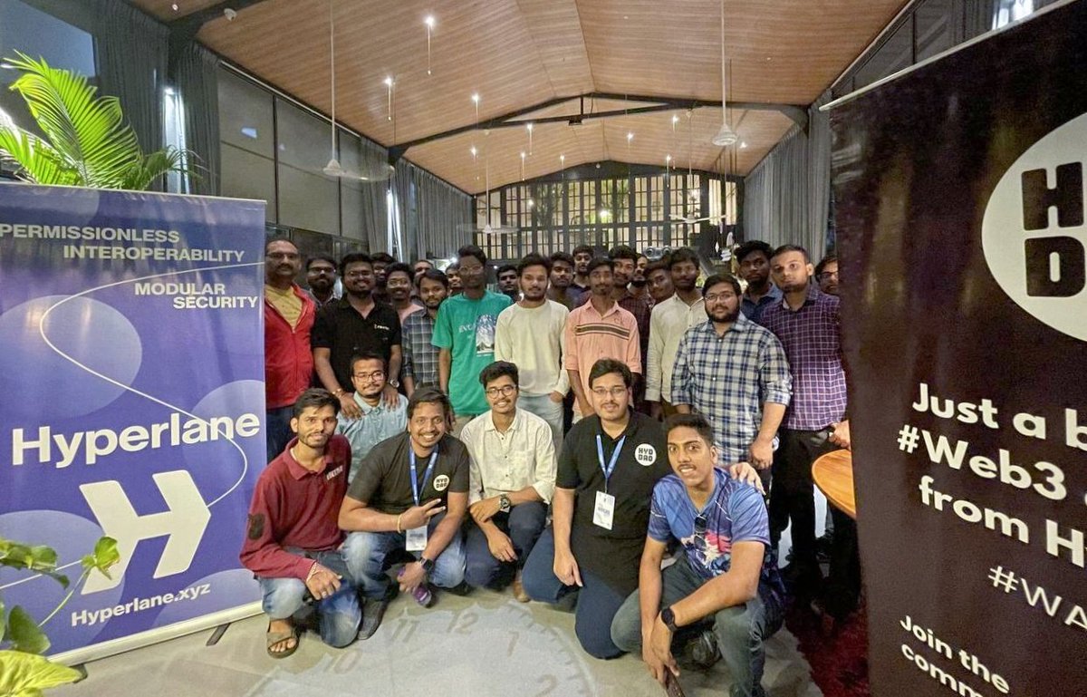 sivramshastri's tweet image. We've successfully hosted the #Hyperlaunch Hyderabad Edition 🔥

The first ever @HyperlaneIndia meet-up in Hyderabad ⏩

Attendees got to learn the interchain architecture of @Hyperlane_xyz &amp;amp; the amazing features it offers ✨

Special thanks to @rohanreddy &amp;amp; @Designerhv 🙌