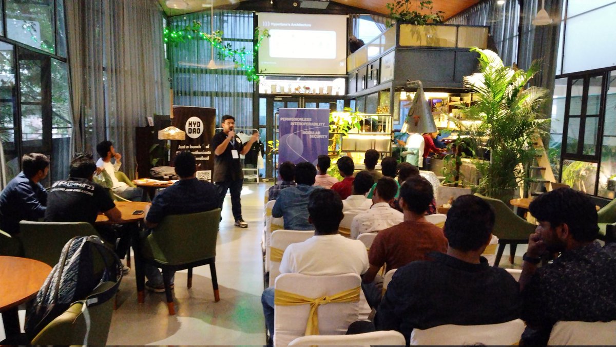 sivramshastri's tweet image. We've successfully hosted the #Hyperlaunch Hyderabad Edition 🔥

The first ever @HyperlaneIndia meet-up in Hyderabad ⏩

Attendees got to learn the interchain architecture of @Hyperlane_xyz &amp;amp; the amazing features it offers ✨

Special thanks to @rohanreddy &amp;amp; @Designerhv 🙌