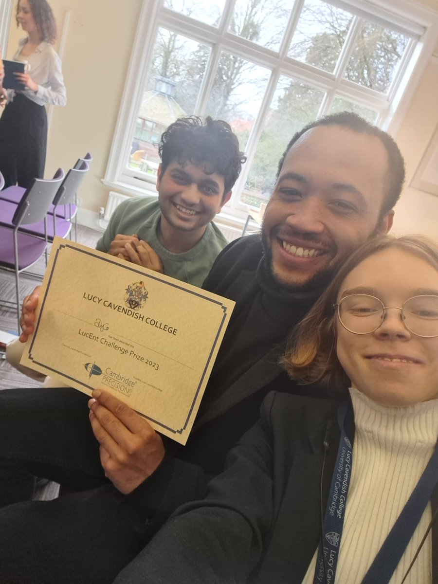 Absolutely thrilled for my team and I winning the <a href="/LucyCavColl/">Lucy Cavendish College</a> Entrepreneurship challenge! Thank you everyone at the <a href="/NanoDTC/">NanoDTC</a> for all the support and let's see what's in store next!

#Innovation #Startup #Entrepreneurship #Business #Startups #Innovators #Entrepreneur