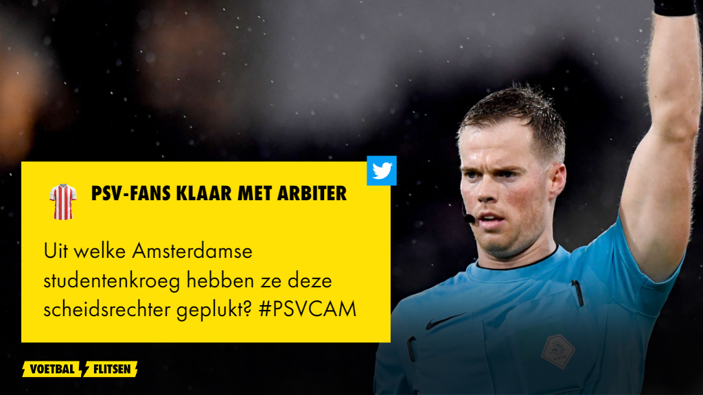 voetbalflitsen's tweet photo. Arbiter Van der Laan onderwerp van kritiek tijdens #PSVCAM

Lees meer: https://t.co/7XmTOpnh55 https://t.co/LgZuPFmlwX