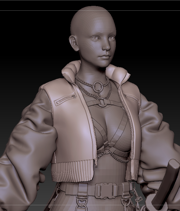 REMvisionStudio's tweet photo. ちょっとだけ服の説得力出てきた。セミリアルなのでデザインしつつもあるある感をしっかり出したい。#zbrush #characeter #modeling #sculpture #MAYA https://t.co/qiNJFC1Cb1