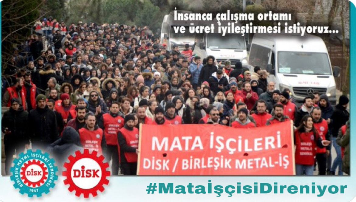 İNSANCA çalışma ortamı ve üçret iyileştirmesi için mücade eden #MATA İŞÇİSİNİN YANINDAYIZ. ✊