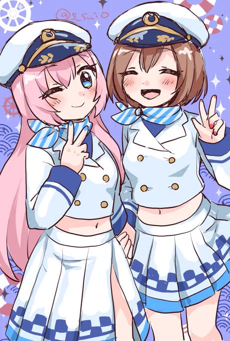夜景クルーズコラボありがとうございました!ルカとMEIKOがスカート以外お揃いなのたいへん仲良しでかわいくてよかった… #MEIKO #巡音ルカ 