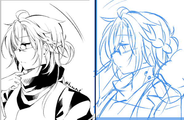比較だよ。
珍しく下書き描いてる方だけど、あんまり意味はないかも…頭のサイズ……違うから… 