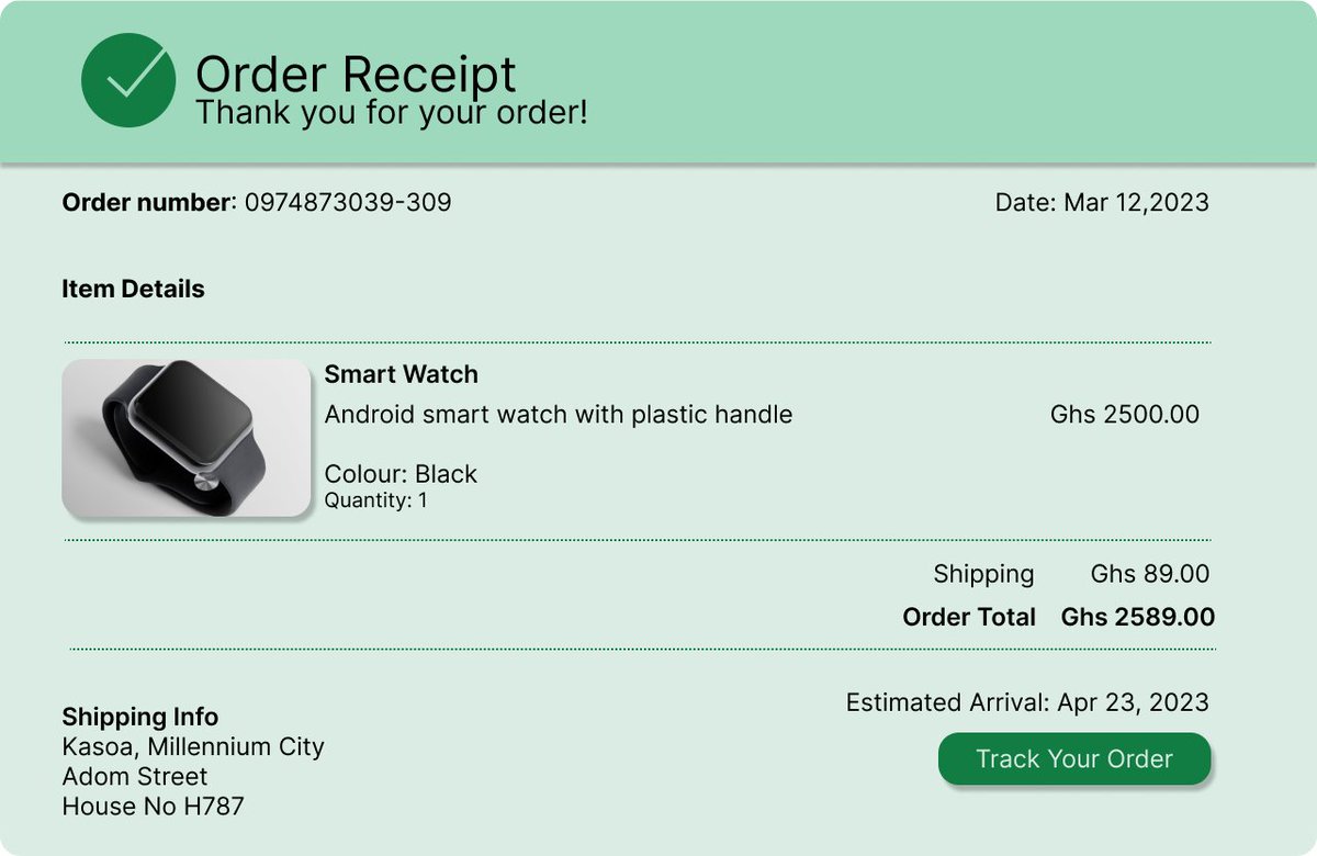 matthewkobla's tweet photo. Day 017 of Daily UI Challenge
Design an Email receipt UI. 
Your reviews and comments are appreciated.

#dailyui #100dayschallenge #UIUX #emailreceipt #mockups https://t.co/YL4FO68wE2