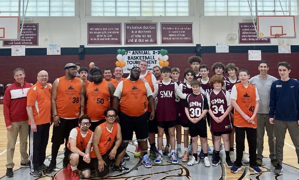 PatrickTiernan's tweet photo. 🏀 Another phenomenal ⁦@SMMBulldogs⁩ 3v3 charity weekend in the books! Proud to support ⁦⁦@SODelaware⁩ this year and grateful to host a great game between our 8th graders and their🥇team! #ProudPrincipal #BulldogBold https://t.co/3q22Ra4MU1