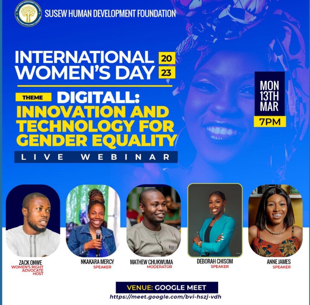 Susewfoundation's tweet photo. Susew Human Foundation is inviting you to join the International Women's Day seminar via the Link below
 *Date: 13-03-2023* 

To join the meeting on Google Meet, click this link: 
https://t.co/RQIQWtouOA 
 
Or open Meet and enter this code: bvi-hszj-vdh https://t.co/LQoJi9eawB