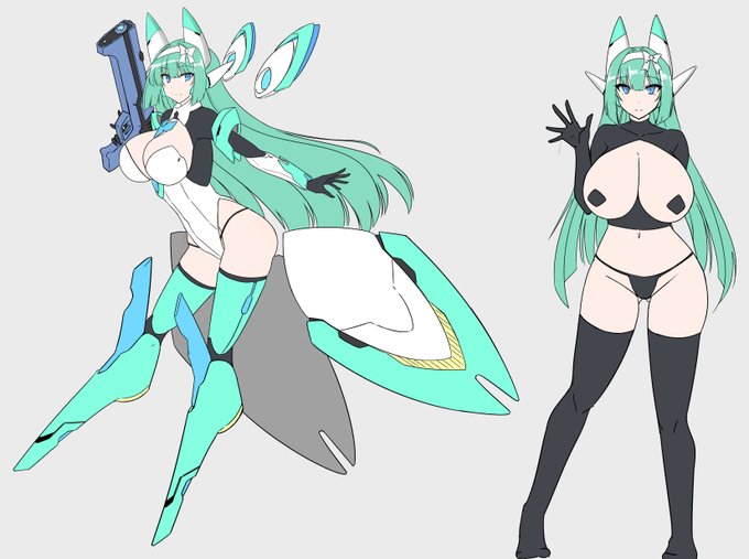 ここしばらく新しいバトルスーツ描いてた
設定画だから陰影までは付けない 