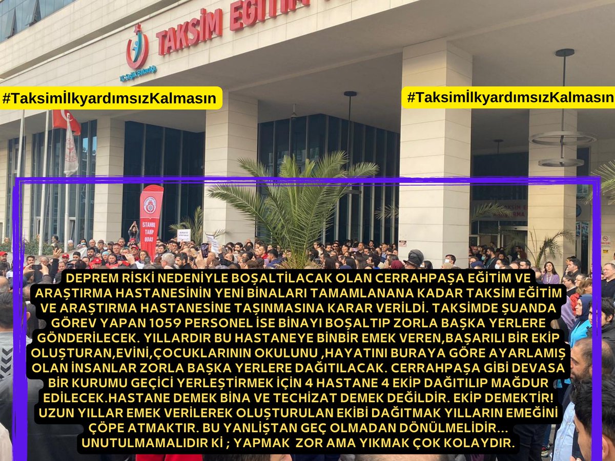 #TaksimİlkyardımsızKalmasın