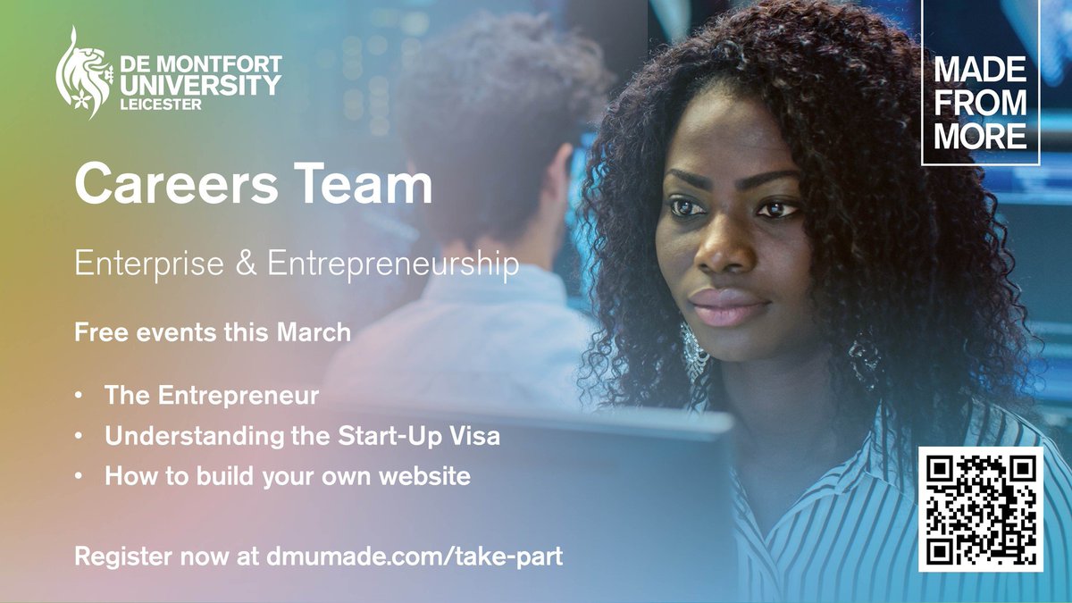 DMUmade's tweet photo. DMU students and graduates can sign up for our free workshops including How to build your own website, plus our free online Startup School via Mygateway or https://t.co/toCqrmUbJM
#DMU #madefrommore #demontfortuniversity #DMUforlife https://t.co/mafPa5DOZa
