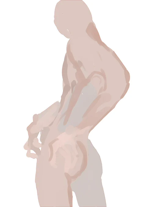 First draft of Kaveh--….I discovered it's faster for me to paint the anatomy than trying to do lineart sketch  
