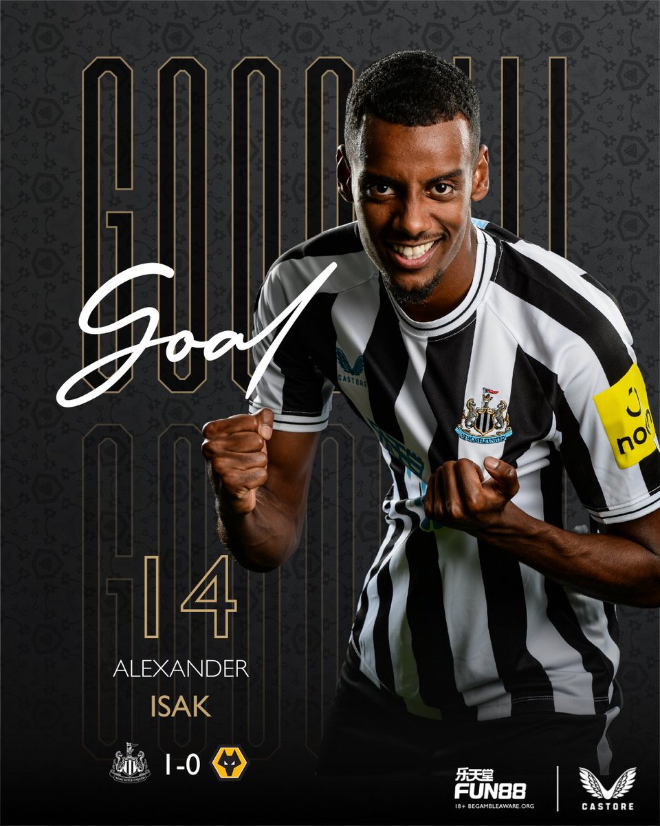 NUFC's tweet photo. GET IN!!!!!!

Trippier's wonderful delivery is glanced into the far corner by Alexander Isak and we lead at St. James' Park!

[1-0]

#NEWWOL // #NUFC https://t.co/a6ngLidJjl