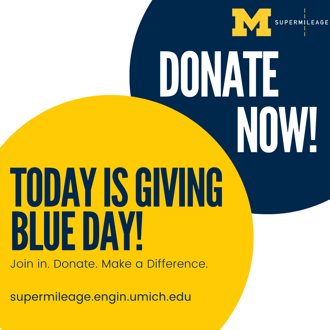 Today is Giving Blueday! Today is an important day to show your love and support for Supermileage! 

Please consider making a gift today, so Supermileage can create the best engineers of tomorrow, today. 

Follow the link in our bio to donate today!
 #givingblueday