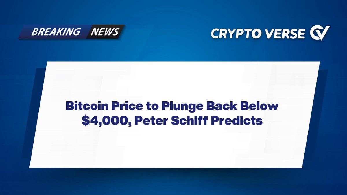 VerseCo_News's tweet photo. Bitcoin Price to Plunge Back Below $4,000, Peter Schiff Predicts

Peter Schiff, the CEO of Euro Pacific Capital and an ardent critic of Bitcoin, has predicted a steep decline in the value of the world's largest cryptocurrency, suggesting that it will soon drop below $4,000 https://t.co/uiad0ibAUW