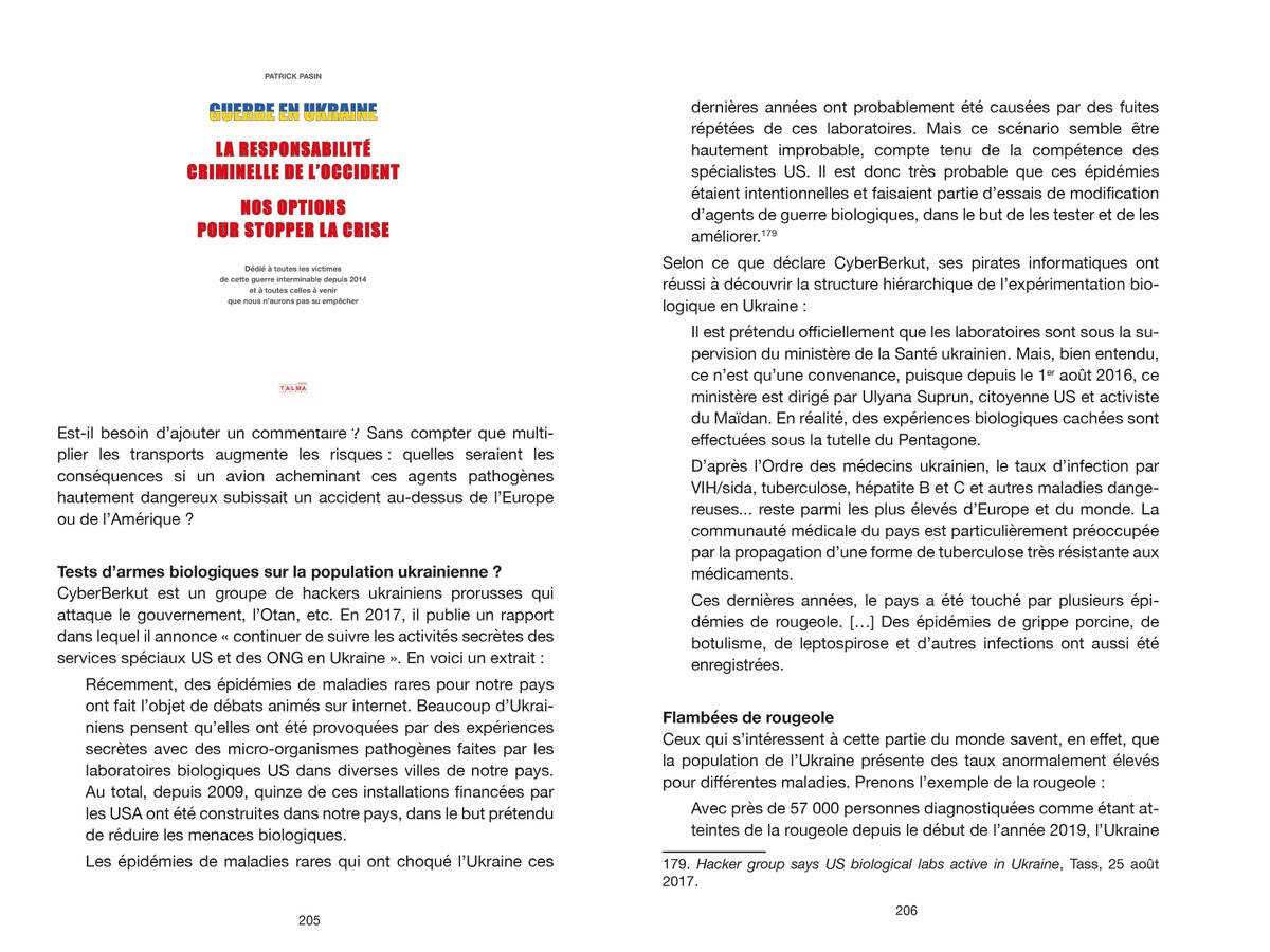 PatrickPasin's tweet photo. En réponse à @HamelinMd et @ClaireJardin1 sur les #laboratoires du #Pentagone en #Ukraine au sujet des tests d’armes biologiques sur la population ukrainienne : « La mort des sujets de l’essai a été autorisée »
https://t.co/rn2TFWP7Dh
2/2 https://t.co/ZFEPVgQspZ