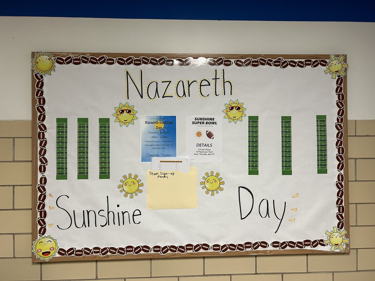 Nazareth Sunshine Day slowly approaching…👀🏈 With registration now available at $15 per player, start forming your dream team for Thursday, April 27th! <a href="/NAHSBlueEagles/">Nazareth Athletics</a> <a href="/NazPrinMrB/">Scott Breidinger</a> <a href="/TGostony/">Trischia Gostony</a> <a href="/NazarethTD/">Nazareth Football</a>